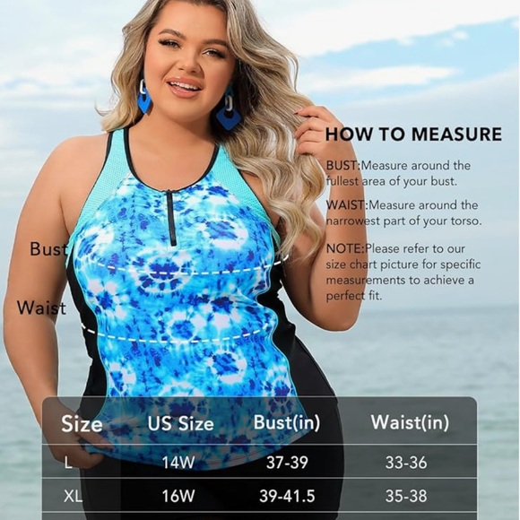 ANGEL SEASON womens modest athletic racerback tankini swim top size L NWT - Picture 9 of 10